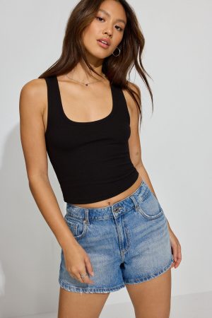 Denim Relaxed A-Line Shorts