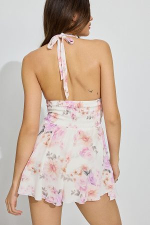 Ayla Halter Smocked Romper Dress