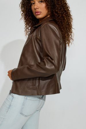 Faux Leather Worker Jacket