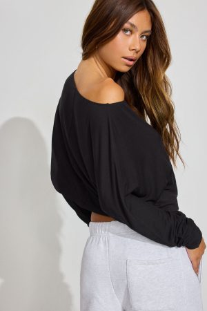 Smooth Oversized Long Sleeve Crop Top