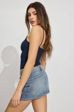 Denim Cargo Skort