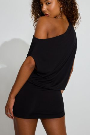 Off Shoulder Draped Mini Dress
