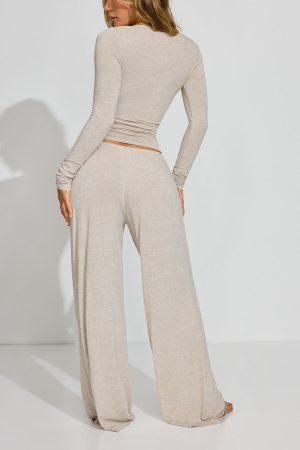 Sheer Ribbed Slouchy Pants