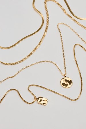 Set of 5 Hammered Charms and Chains Necklaces