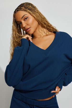 SoftTerry Oversized V-Neck Sweatshirt