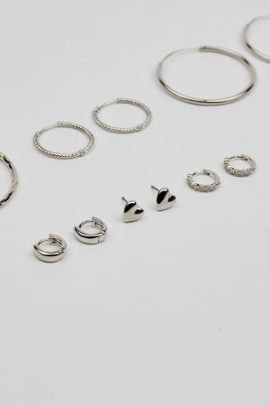 6 Pack of Mini Studs & Thin Hoop Earrings