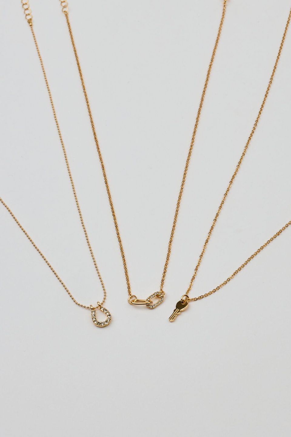 Set of 3 Key, Shoehorn & Link Necklaces